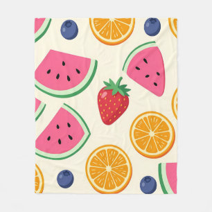 Colourful Summer Fruits Watermelon Orange Fleece Blanket