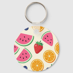 Colourful Summer Fruits Watermelon Orange Key Ring