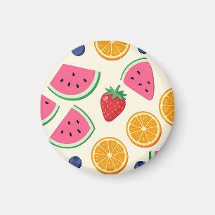 Colourful Summer Fruits Watermelon Orange Magnet