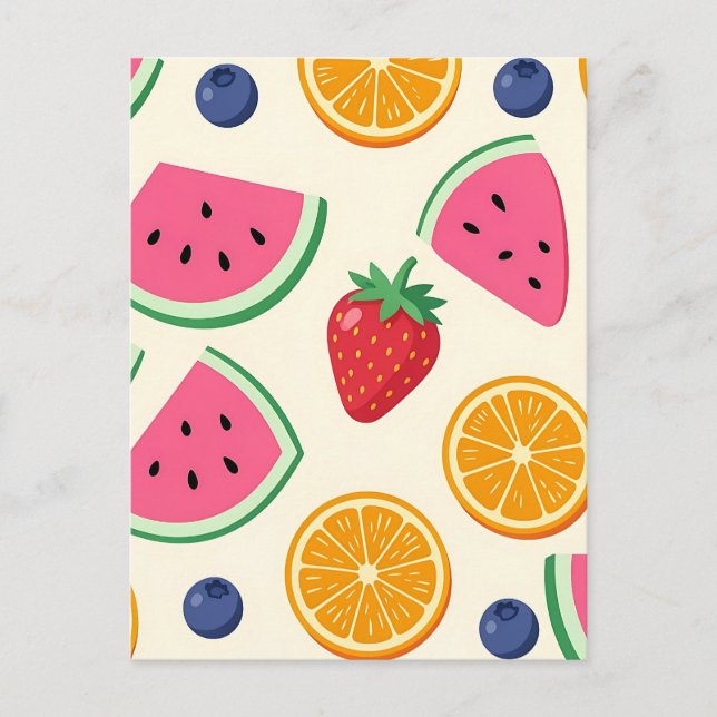 Colourful Summer Fruits Watermelon Orange Postcard (Front)