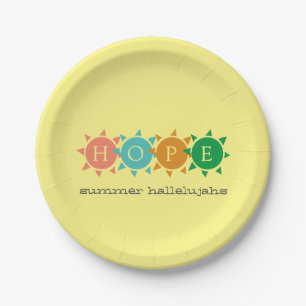 Colourful Summer Fun Sun MONOGRAM Hope Paper Plate