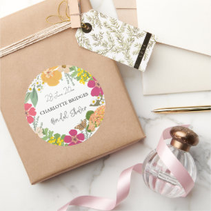 Colourful Summer Garden Bright Floral Bride Shower Classic Round Sticker