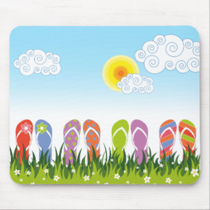Colourful Summer Garden Flip Flops Fun In The Sun  Mouse Pad