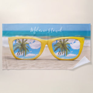 Colourful Summer Glasses Custom Beach Towel