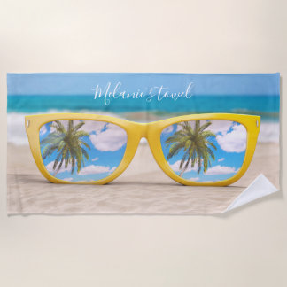 Colourful Summer Glasses Custom Beach Towel