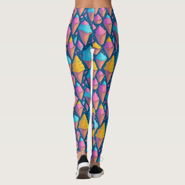 Colourful Summer Ice Cream Cones Sweets Pattern  Leggings (Back)