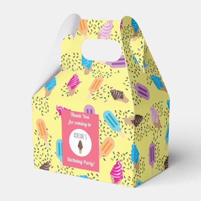 Colourful Summer Ice Cream Ice Pops Birthday Party Favour Box (Front Side)