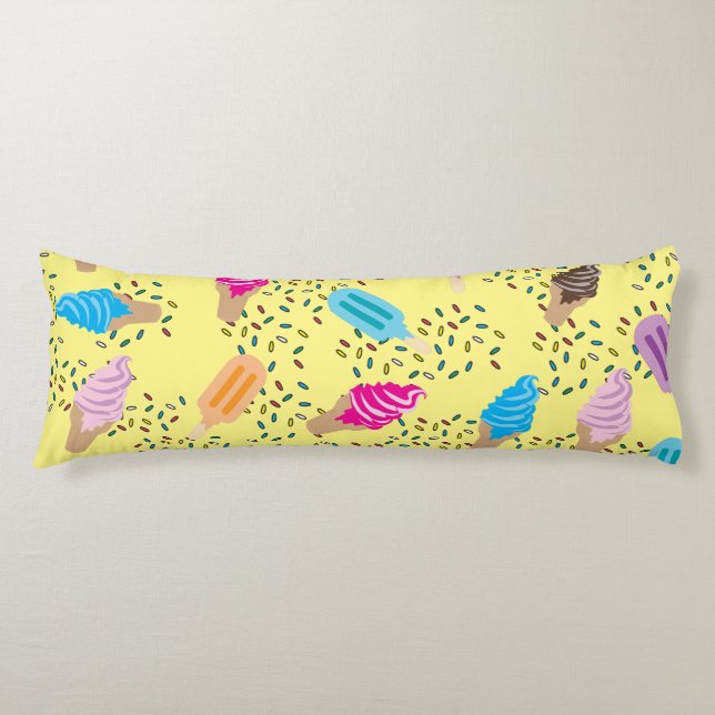 Colourful Summer Ice Cream Ice Pops Pattern Body Cushion (Front)