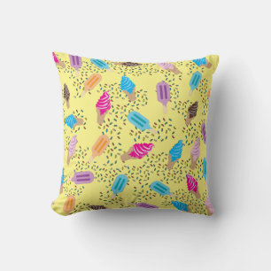 Colourful Summer Ice Cream Ice Pops Pattern Cushion