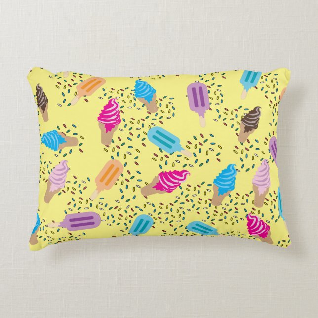 Colourful Summer Ice Cream Ice Pops Pattern Decorative Cushion (Front)
