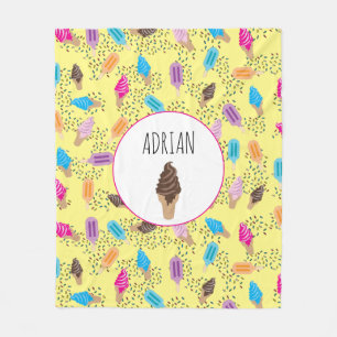 Colourful Summer Ice Cream Ice Pops Pattern Fleece Blanket