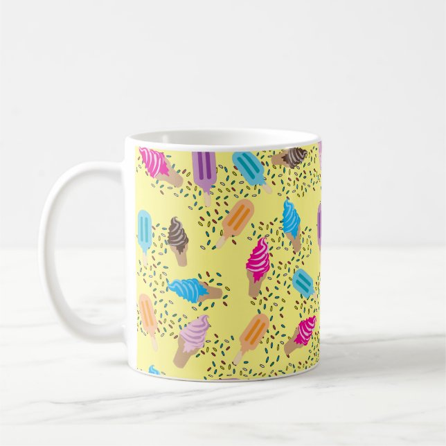 Colourful Summer Ice Cream Pattern Coffee Mug (Left)