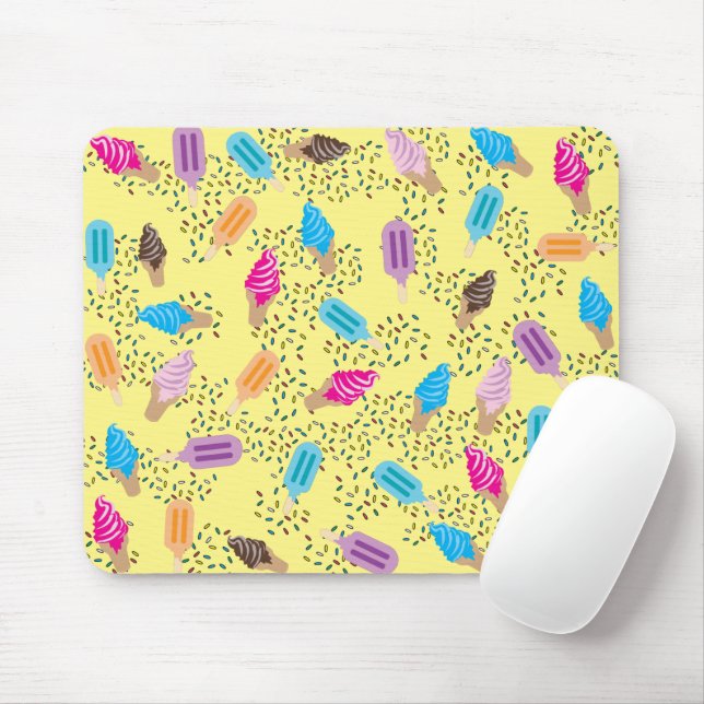 Colourful Summer Ice Cream Pattern Mouse Pad (With Mouse)
