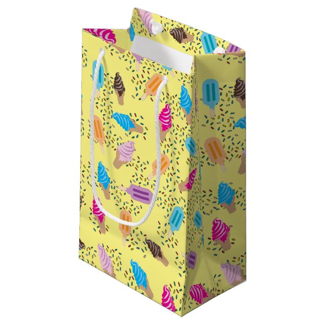 Colourful Summer Ice Cream Pattern Small Gift Bag (Front Angled)