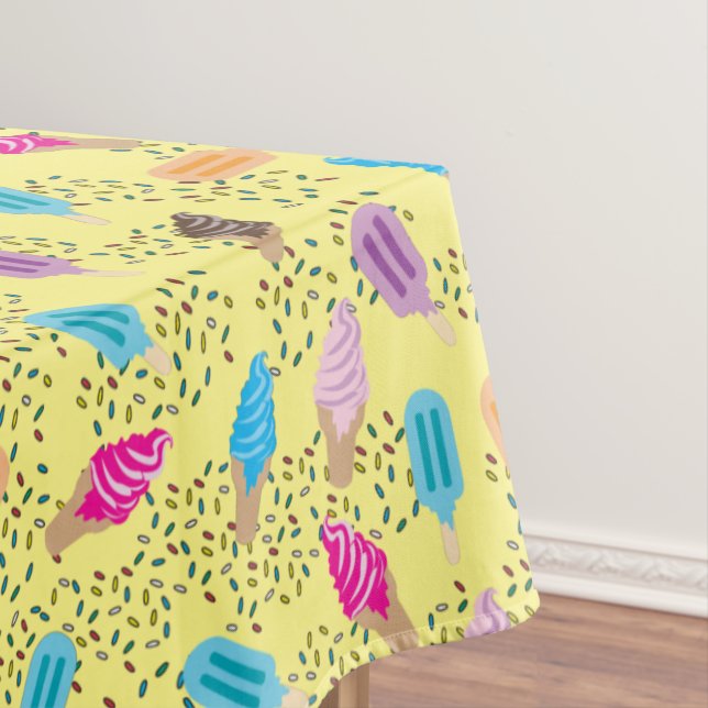 Colourful Summer Ice Cream Pattern Tablecloth (In Situ)