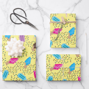 Colourful Summer Ice Cream Pattern Wrapping Paper Sheet