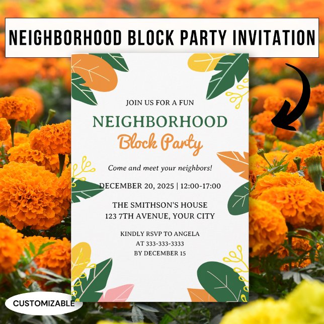 Colourful Summer Neighbourhood Block Party Invitation (Creator Uploaded)
