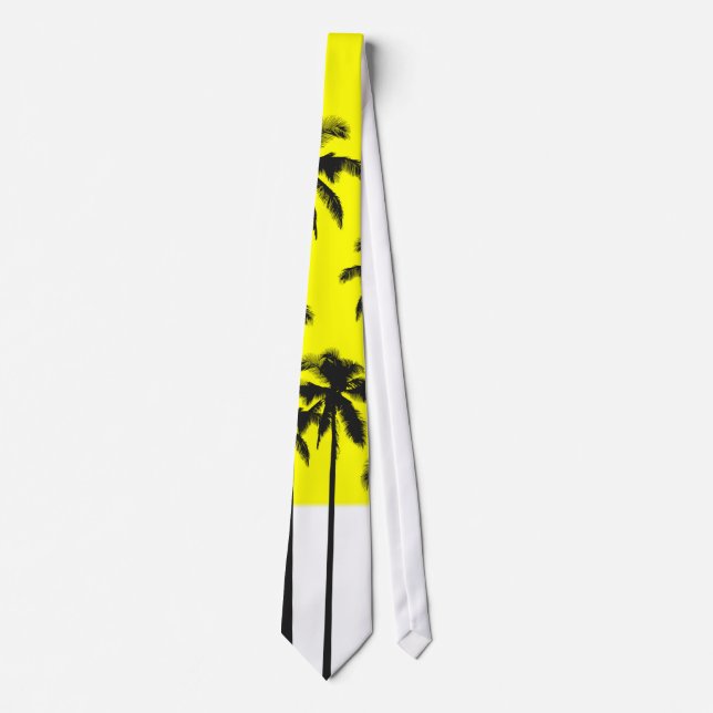 Colourful Summer Neon Yellow & Tropical Palm Trees Tie (Front)