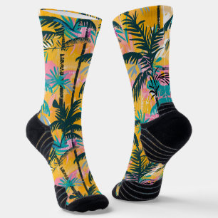 Colourful Summer Palm Tree Pattern Socks