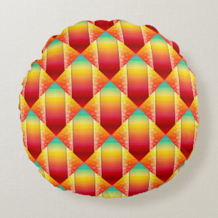 Colourful Summer Pattern - Vibrant Modern Round Cushion