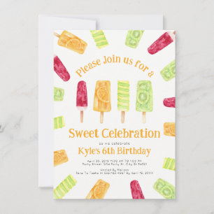 Colourful Summer Popsicle Party Invitations