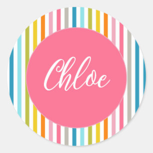 Colourful Summer Rainbow Stripes Classic Round Sticker