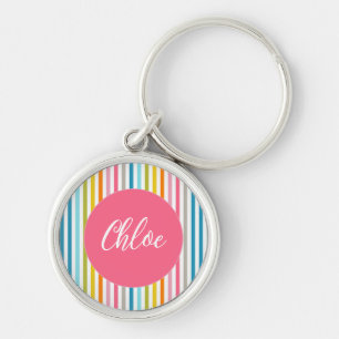 Colourful Summer Rainbow Stripes Key Ring