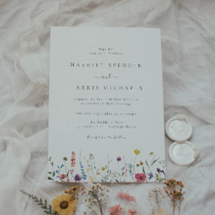 Colourful Summer & Spring Wildflowers Wedding Invitation