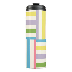 Colourful summer striped blocks pattern thermal tumbler