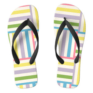 Colourful summer striped blocks pattern thongs