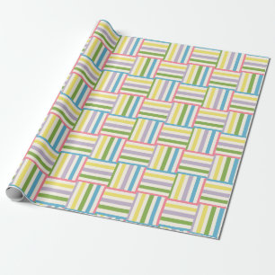 Colourful summer striped blocks pattern wrapping paper