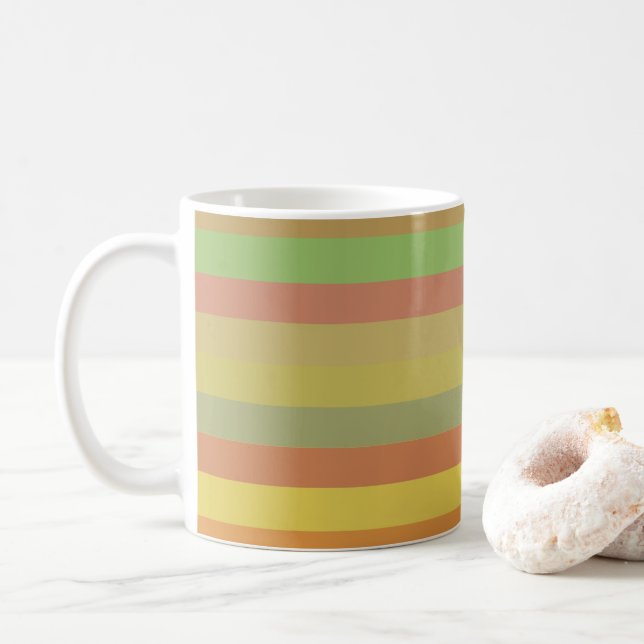 Colourful Summer Stripes Coffee Mug (With Donut)