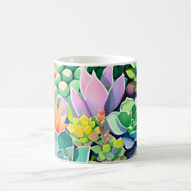 Colourful Summer Succulent Botanical Garden Coffee Mug (Center)