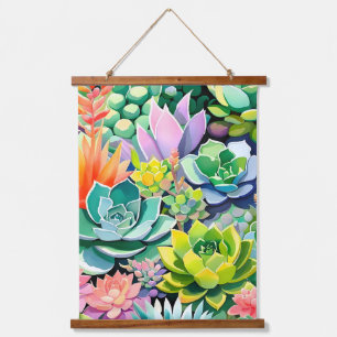 Colourful Summer Succulent Botanical Garden Hanging Tapestry