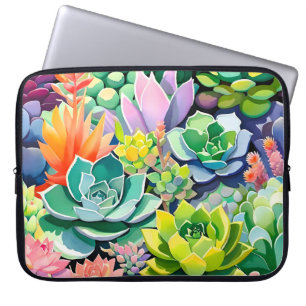 Colourful Summer Succulent Botanical Garden Laptop Sleeve
