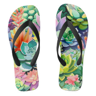 Colourful Summer Succulent Botanical Garden Thongs