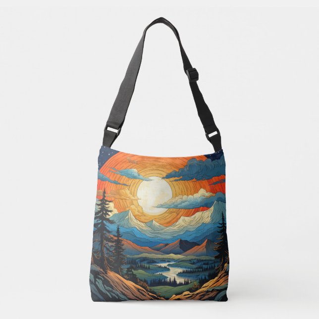 Colourful Summer Sunset In A Canyon Crossbody Bag (Front)