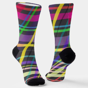 Colourful Summer Trippy Crossing Lines Pattern Socks