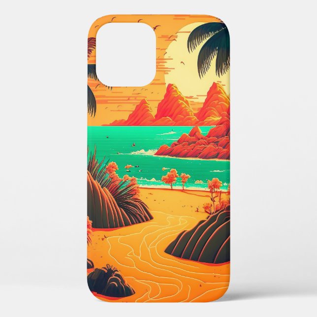 Colourful Summer Tropical Beach Landscape Artwork  Case-Mate iPhone Case (Back)