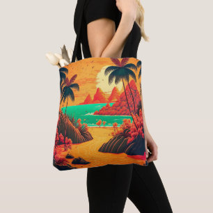 Colourful Summer Tropical Beach Landscape Artwork Tote Bag