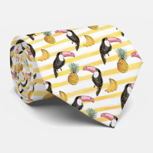 Colourful Summer Vibes Ananas Banana Tucan Neck Ti Tie