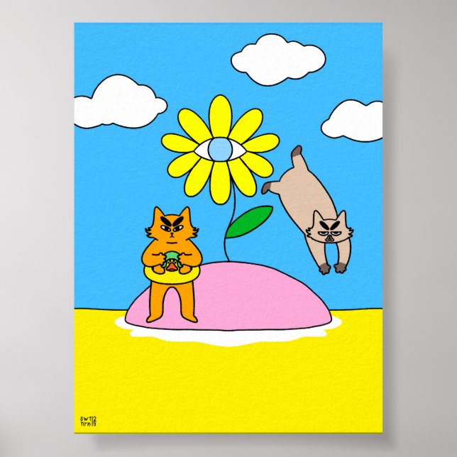 Colourful Summer Vibes Cat Poster (Front)