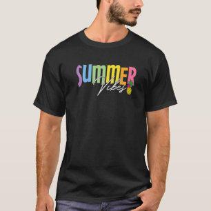 Colourful Summer Vibes Pineapple Graphic T-Shirt