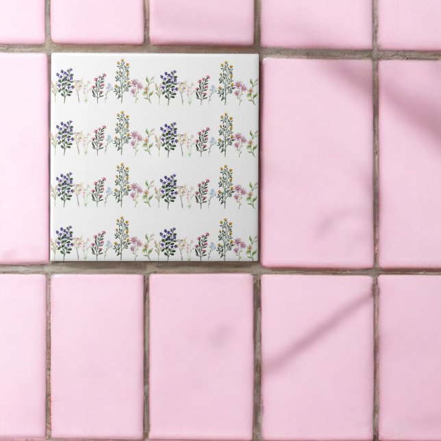 Colourful Summer Wildflower Pattern Ceramic Tile (Creator Uploaded)