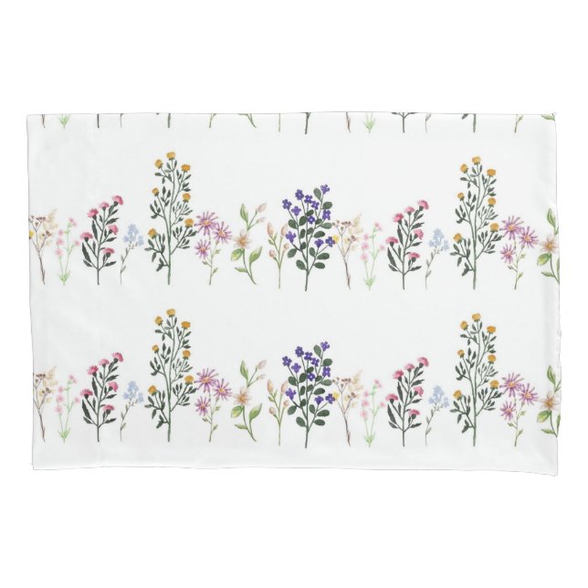 Colourful Summer Wildflower Pattern Pillowcase (Front)