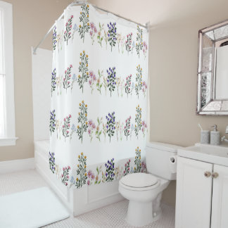 Colourful Summer Wildflower Pattern Shower Curtain