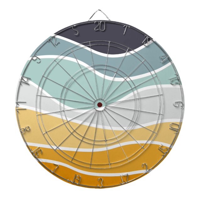 Colourful summery retro style waves dartboard (Front)