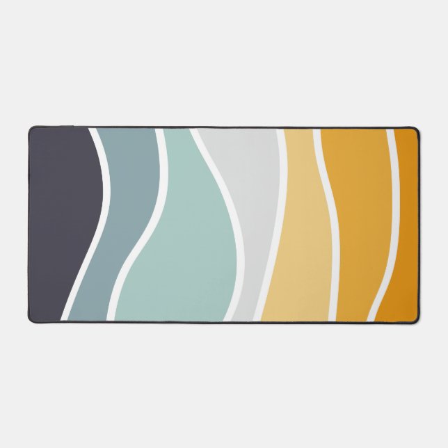 Colourful summery retro style waves desk mat (Front)