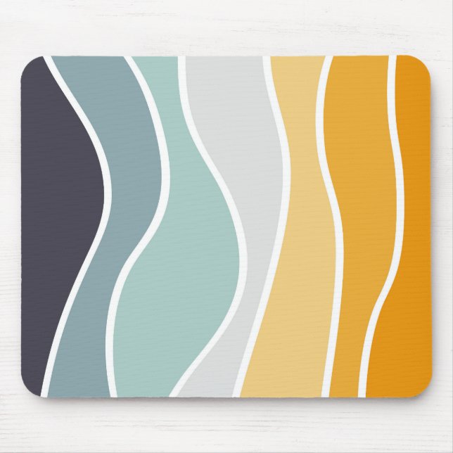 Colourful summery retro style waves mouse pad (Front)