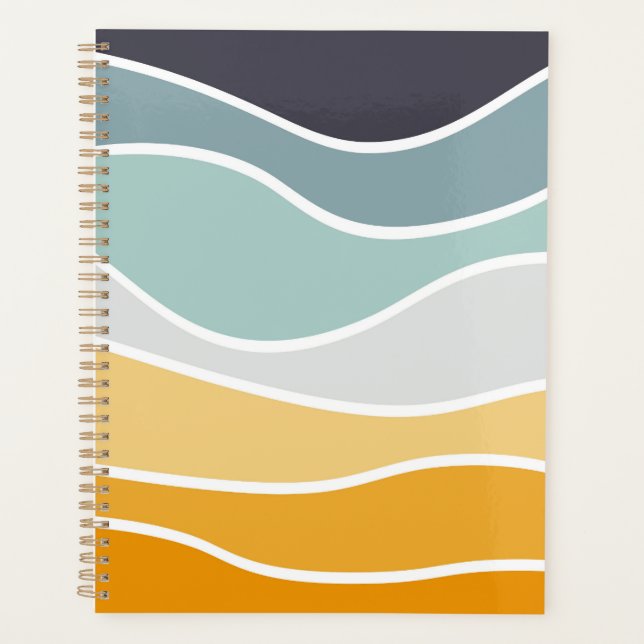 Colourful summery retro style waves planner (Front)